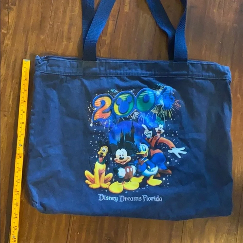 Disney Dreams Florida 2004 Tote Bag Mickey Donald Goofy Pluto Zip Reusable